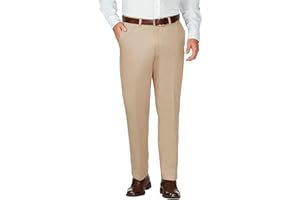 Haggar Men's Work to Weekend Hidden Expandable Waist Classic Fit Flat Front Pant