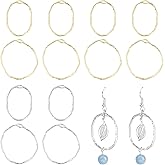 CHGCRAFT 64Pcs Ring Open Bezel Pendants Oval Open Back Bezel Pendants Geometric Hollow Frame Charms for DIY UV Resin Pressed Flower Jewelry Making, 30mm/35mm