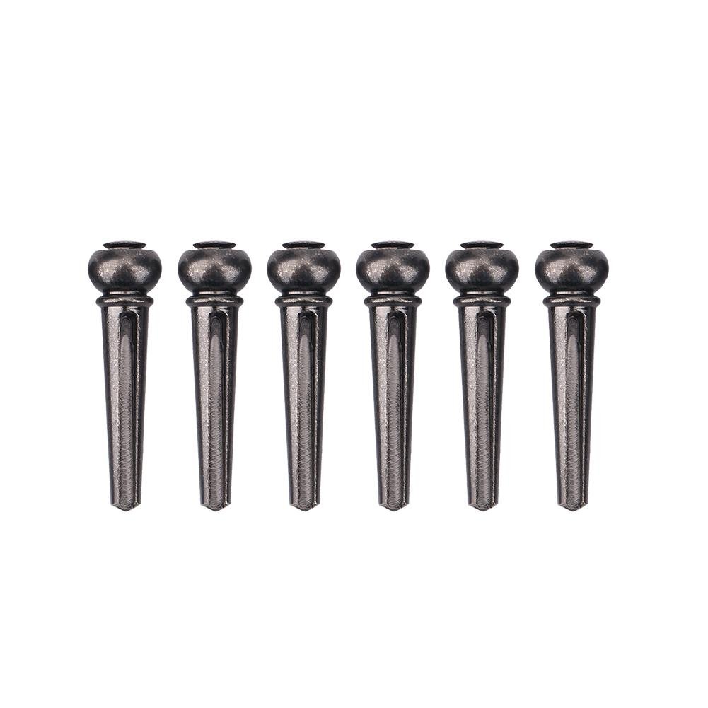 6Pcs/Set Guitar Pin Durable Brass Acoustic Guitar String Bridge Pin Peg Instrument Replacement Parts (Black)