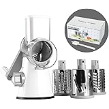 Cambom Manual Rotary Cheese Graters Round Mandoline Slicer Cheese Shredder Vegetable Slicer Walnuts Grinder with Strong-Hold 