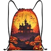 ZLKYSBU Halloween Pumpkin Drawstring Bags Backpack Bag Casual String Daypack for Women Men Sport Gym Yoga Travel Backpacks