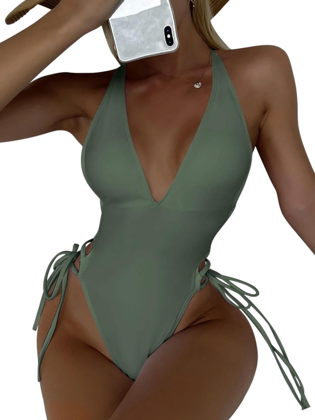 Photo 1 of SKAYS One Piece Swimsuit Women,Bathing Suit for Women,One Piece Swimsuit Women Tummy Control,Womens One Piece Swimsuits ArmyGreenM