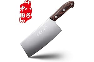 SHI BA ZI ZUO Chinese Kitchen Vegetable Cleaver Chef Knife 6.7 Inch 40CR Stainless Steel Wooden Handle