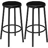 HOOBRO Bar Stools Set of 2, Bar Stools for Kitchen Island, 25.6 Inches PU Upholstered Bar Chairs, Bar Height Stools with Foot