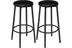 HOOBRO Bar Stools, Set of 2 Bar Chairs, 31 cm PU Upholstered Counter Bar Stools, Breakfast Stools with Footrest, Easy Assembl