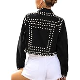 CYLADY Women's Basic Long Sleeve Denim Jacket Distressed Western Studded Trucker Jacket