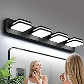 360° Rotate LED Bathroom Vanity Light Fixtures, 1600LM Acrylic Matte Black Vanity Lights for Bathroom, Modern Wall Lighting Fixtures Over Mirror Kitchen Living Room Hallway (Natural White Light 5000K)