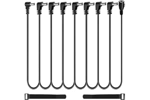 MKBKLLJY DC 9V 1 to 8-Way Daisy Chain Cable Guitar Effect Pedal Power Supply Splitter Cable Adapter (8.4 FT) Black, with Hook