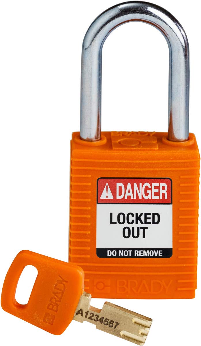 SafeKey Nylon Padlock, 38mm x 84mm x 19mm, Orange — image 1
