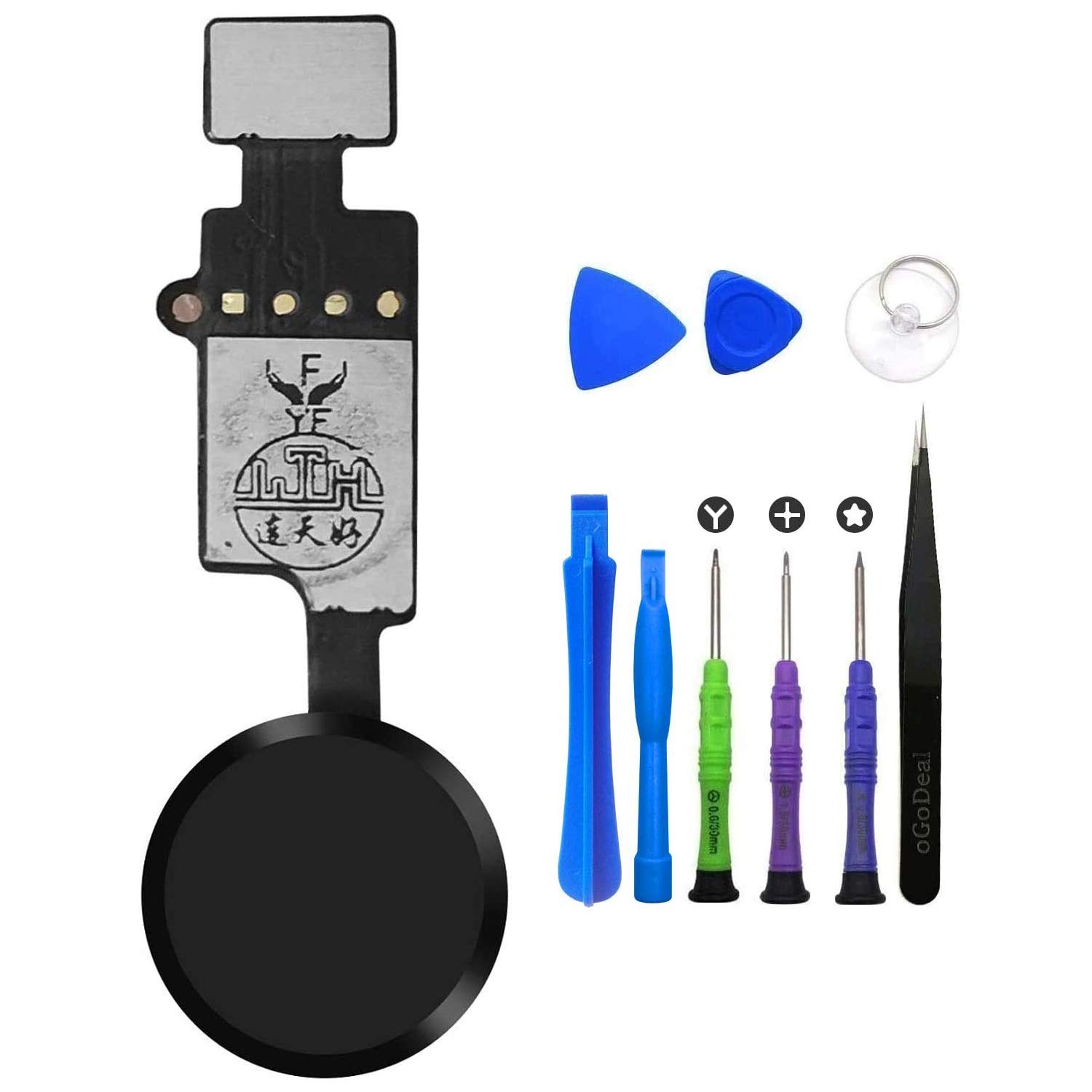 oGoDeal Home Button Replacement for iPhone 7/7 Plus/8/8 Plus with Return Function,No Touch ID,Version 5.0 Home Button Main Key Flex Cable Replacement-Black