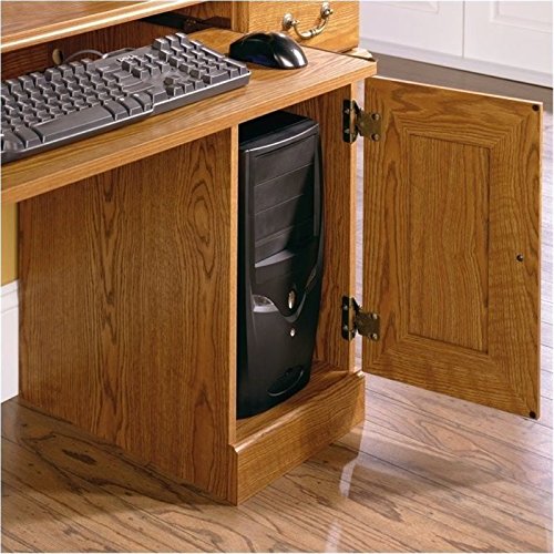 Bowery Hill Small Wood Computer Desk with Hutch in Carolina Oak - Thumbnail 2