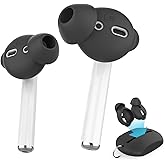 AhaStyle 4 Pairs AirPods Ear Tips Silicone Earbuds Cover Compatible with Apple AirPods (2 Pair Large & 2 Pairs Small, Black)