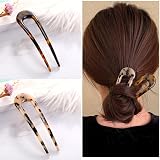 PREMJCROY 2 Pcs U Shaped Hair Pins Tortoise Shell French Style 2 Prong Updo view 7