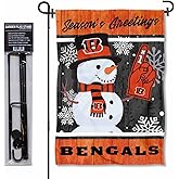 Cincinnati Bengals Holiday Snowman Garden Flag and Flagpole Mount