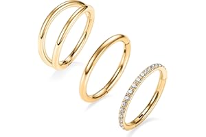 AROWRO Septum Jewelry Conch Piercing Jewelry Nose Hoop 20G 18G 16G 14G 12G 10G 316L Surgical Steel Hinged Segment Ring Hoop Helix Daith Rook Tragus Cartilage Earring Ring