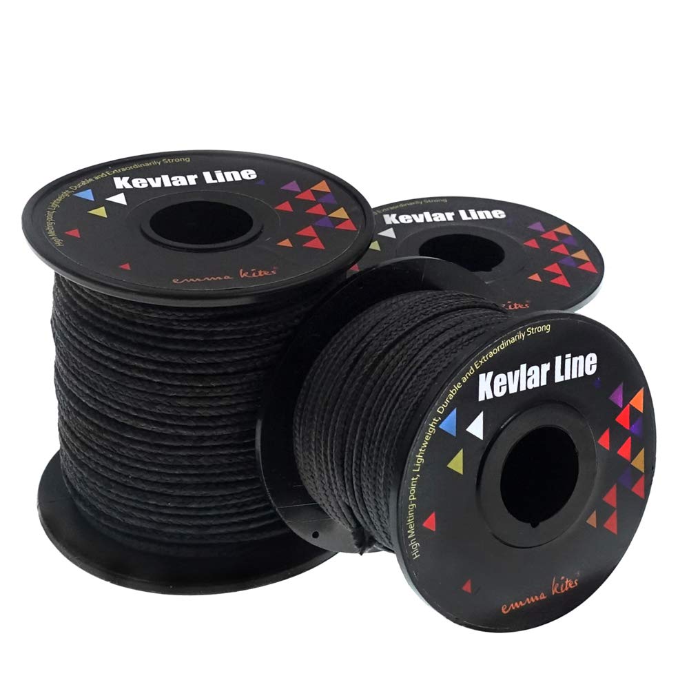emma kites 100% Braided Kevlar String Black Utility Cord for Outdoor Activities, Tactical, Survival and other General Purpose