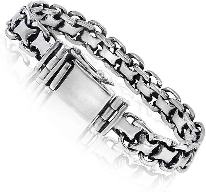 X LINE 925 Sterling Silver Men Thin Elegant Bracelet Made in Thailand