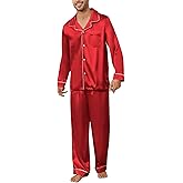 U2SKIIN Mens Silk Pajamas Set, Long Sleeve Satin Pajamas for Men Sleepwear Button Down Pjs Set Two-piece