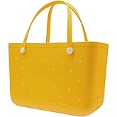 Beach Totebag X-Large Waterproof Sandproof Rubber Beach Tote Bag with Zipper Pocket and Phone Kickstand Cup