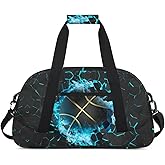 Blue Basketball Kids Duffel Bag for Boys, Sport Ball Sports Gym Bag Overnight Travel Weekender Bag Lightweight Carry On Sleepovers Bag for School Practice Gymnastics