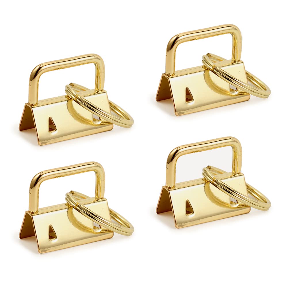 SPEEDWOX 25 Pcs Key Fob Hardware 1 Inch Wristlet Sets with Split Rings Golden