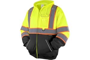 TICONN Safety Hoodie Jacket, High Vis Reflective Safety Fleece Hoodie, PPE Gear for Cold Weather Meet ANSI III