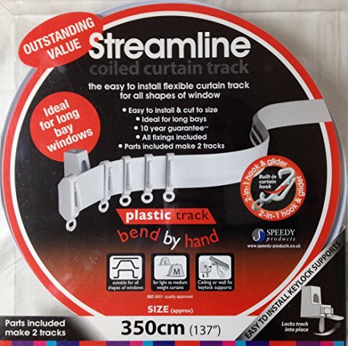 3.5m BENDABLE CURTAIN TRACK FOR STRAIGHT & BAY WINDOW RAIL Top or Face Fix all Fixings by Speedy