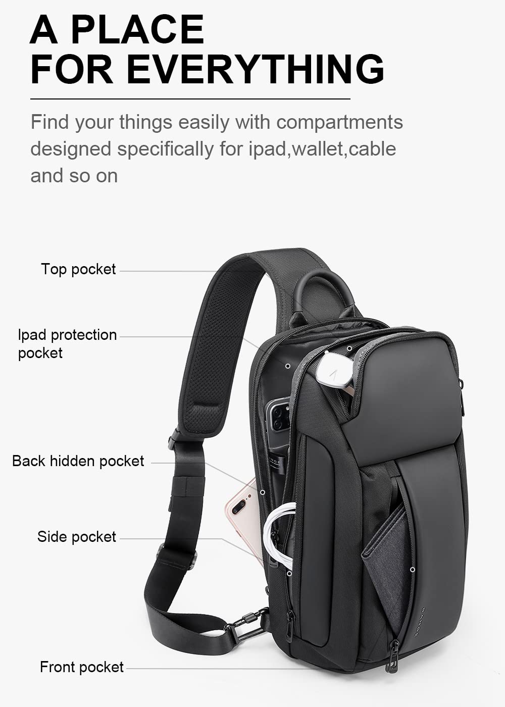 Sling Bag Crossbody Shoulder Backpack for Men Women,Casual Rucksack for Hiking Daypack Waterproof Sling Chest Bag