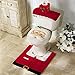 KOBWA Christmas Decoration Bathroom Decoration Santa Toilet Seat Cover and Rug Set