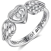 INFUSEU Mommy of an Angel Ring Miscarriage Gifts for Mothers Hug from Heaven Jewelry