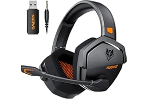 NUBWO Wireless Gaming Headset with Mic for Ps5 Ps4 PC, Zero Interference, 100-Hour Battery All-Day Play, 23ms Sync​ for Fortnite & Call of Duty/FPS Gamers, Triple Mode All Devices Compatible - Orange