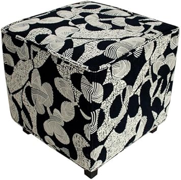 Hocker, quadratisch, Polsterhocker mit Samtbezug, schwarz beige: Amazon