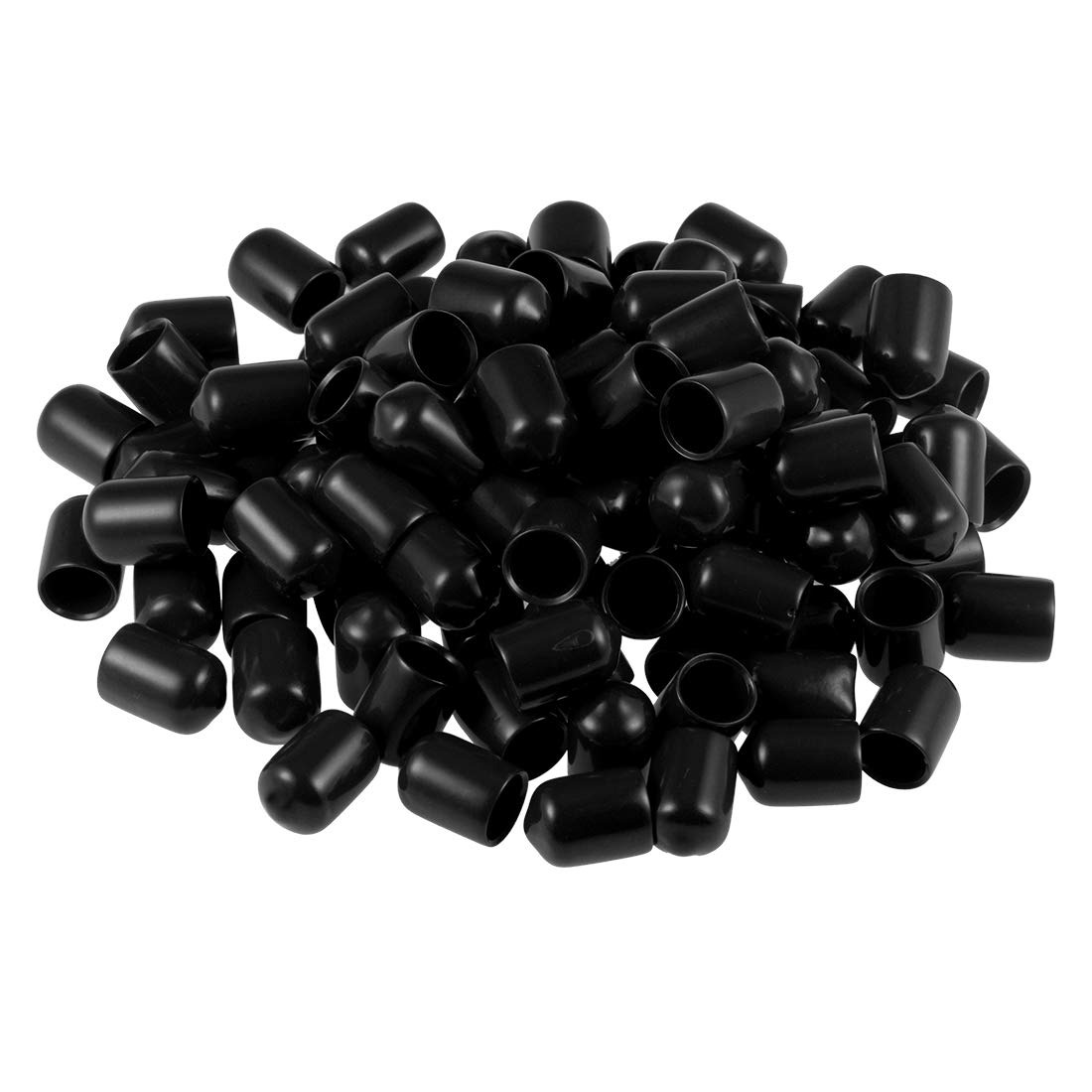 sourcing map 100pcs Rubber End Caps 3/8-inch(9.5mm) ID Vinyl Round Tube Bolt Cap Cover Screw Thread Protectors Black