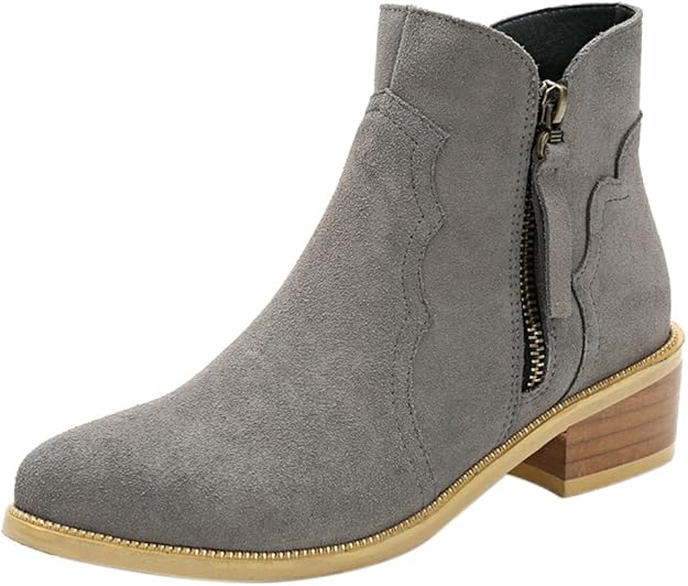 Guoar Women�s Low Mid Block Heel Bootie Big Size Round Toe