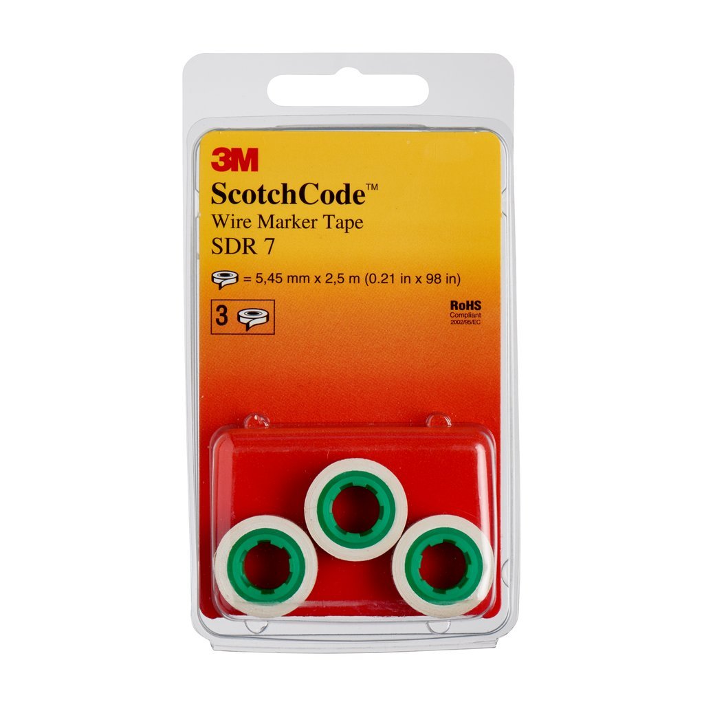 7 Wire Identification Marker Refill Rolls 3 M Scotch Code SDR Number 7 (Pack of 3)