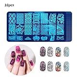 Gosear 10 PCS Nail Stamping Image Plates Manicure Designs Polish Art Stamping Plate Nail Art Stamp Plate