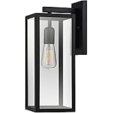 Globe Electric 44176 1-Light Outdoor/Indoor Wall Sconce, Matte Black Finish, Clear Glass Shade, Weather-Resistant Modern Exte