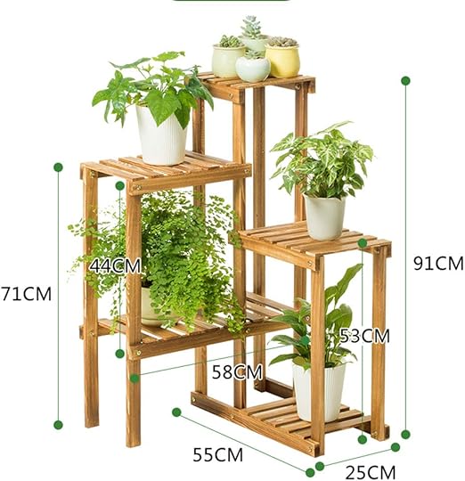 ADAHX Estantería para Macetas, Soporte de Madera para Flores con 5 ...