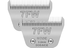 DODAER 2 Pack 7 Wide Blades for Dog Grooming,Compatible with Andis,Oster A5,Wahl km10 Clippers,Cutting Length 1/8" (3.2mm)