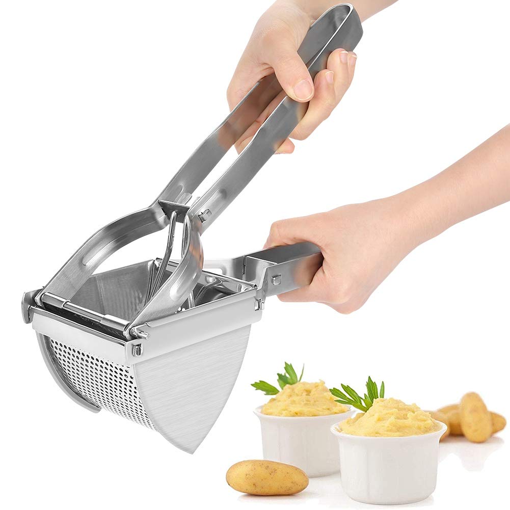 Stainless Steel Potato Ricer, Mashed Potatoes Potato Masher with Non-Slip Handles, Rustproof Spaetzle Press Potato Chopper for Mashed Potatoes, Fruit Juices, Vegetable Porridge
