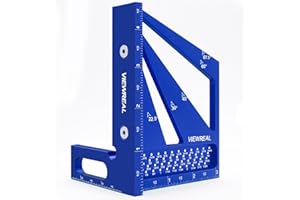 VIEWREAL 3D Multi Angle Measuring Ruler Aluminum Alloy Woodworking Square,Versatile Square Tool with Preset Angles from 22.5° to 90° Ideal Layout Tool for Carpentry, Engineering & DIY Projects