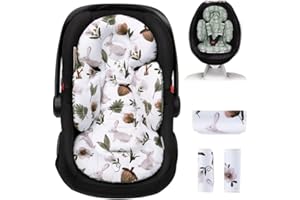 TinlyFinly Infant Car Seat Insert, Head and Body Support, Reversible Newborn Insert Compatible with Baby Carseat, Stroller, Mamaroo Swing, Rocker, Bassinet, Bouncer. Baby Car Seat Cushion - Rabbit