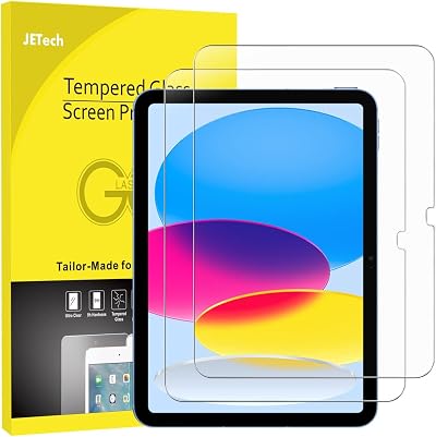 JETech iPad Screen Protector 11th 10th Gen (2025 2022) Tempered Glass 2-Pack