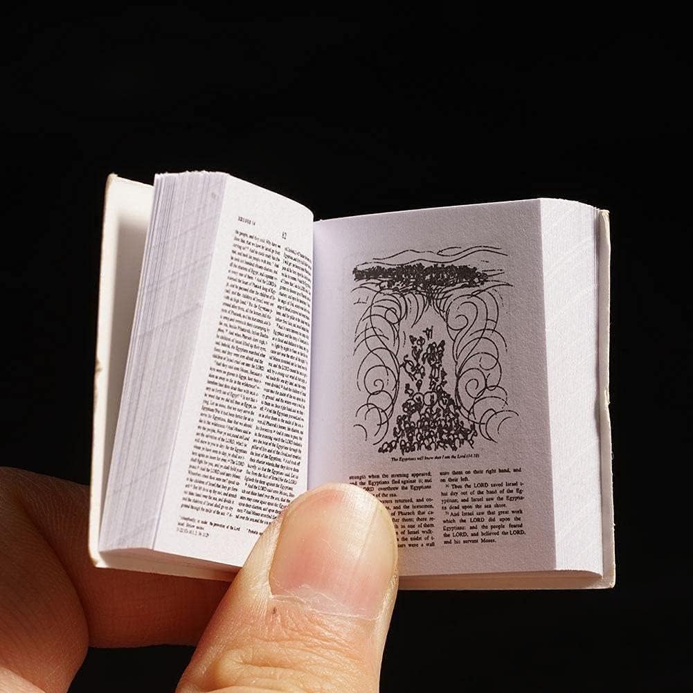 Photo 1 of 1/12 Scale Mini Bible Book Replica - Realistic Dollhouse Library Accessories for Bookshelf and Bedroom Scenes | Collectible Miniature Books for Dollhouse Furniture and Decor