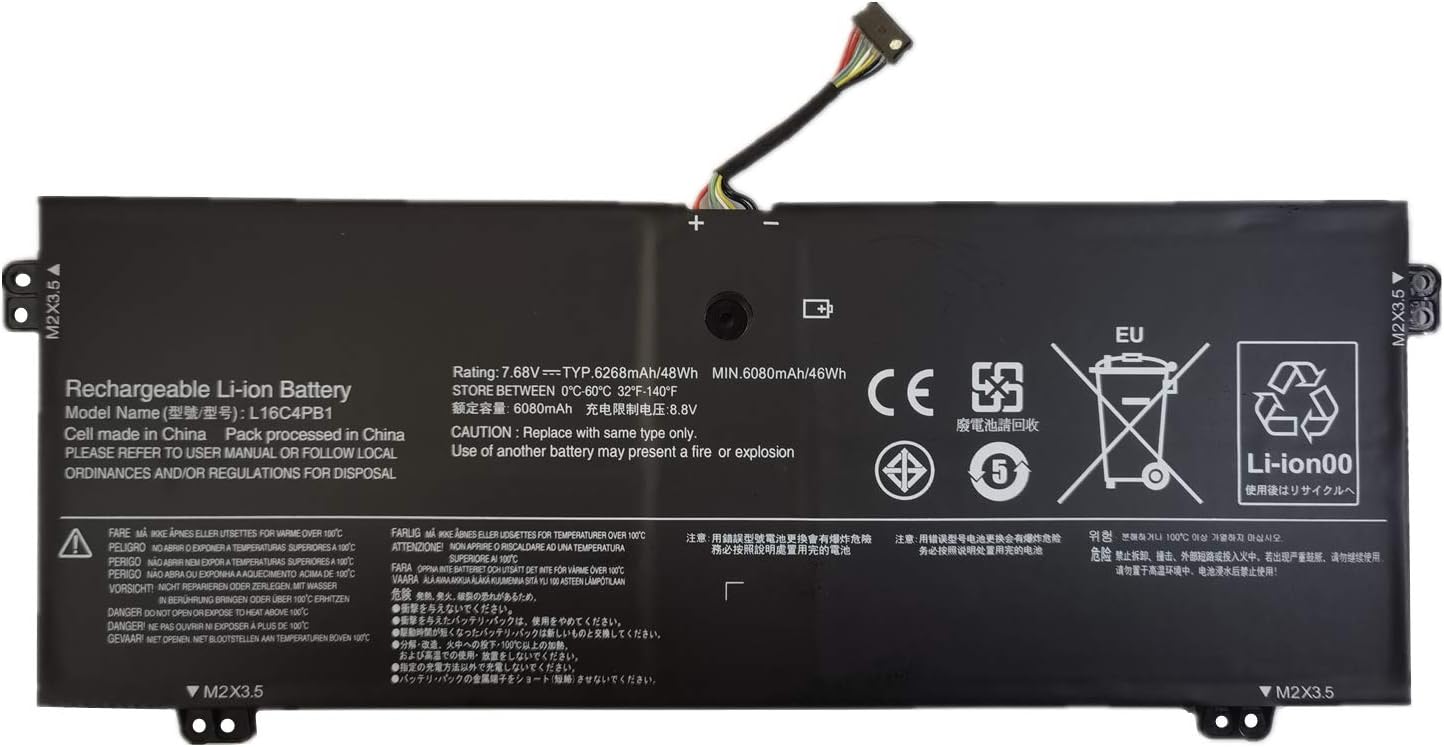 7XINbox 7.68V 6080mAh 48Wh L16C4PB1 L16L4PB1 L16M4PB1 5B10M52739 2ICP4/43/110-2 Laptop Battery compatible with Lenovo Yoga 720-13IKB 730-13IKB Series
