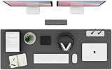 K KNODEL Large Office Leather Desk Mat 120x43cm Dark Gray