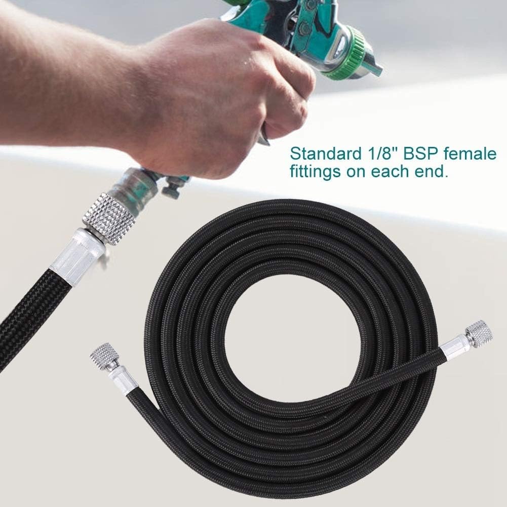 Braided Hose,1.8M EVA Braided Airbrush Hose Air Tube 1/8"-1/4" Adaptor Fitting Ends Coupling, Defult - Image 5