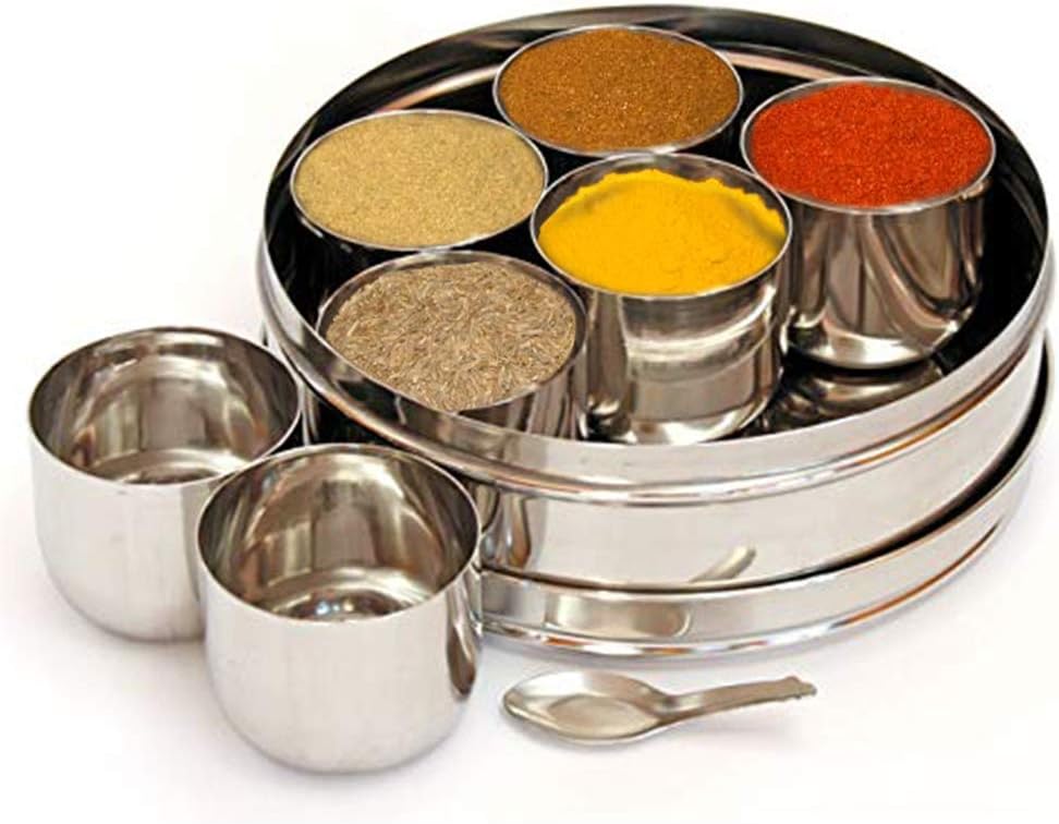 Stainless Steel Round Spices Box Kitchen Masala Dabba 7