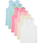 Geyoga 6 Pieces Girls Dance Tank Top Racerback Crop Top Sleeveless Dance Outfit for Ballet Hip hop Athletic wear(9-10 Years,Candy Color)