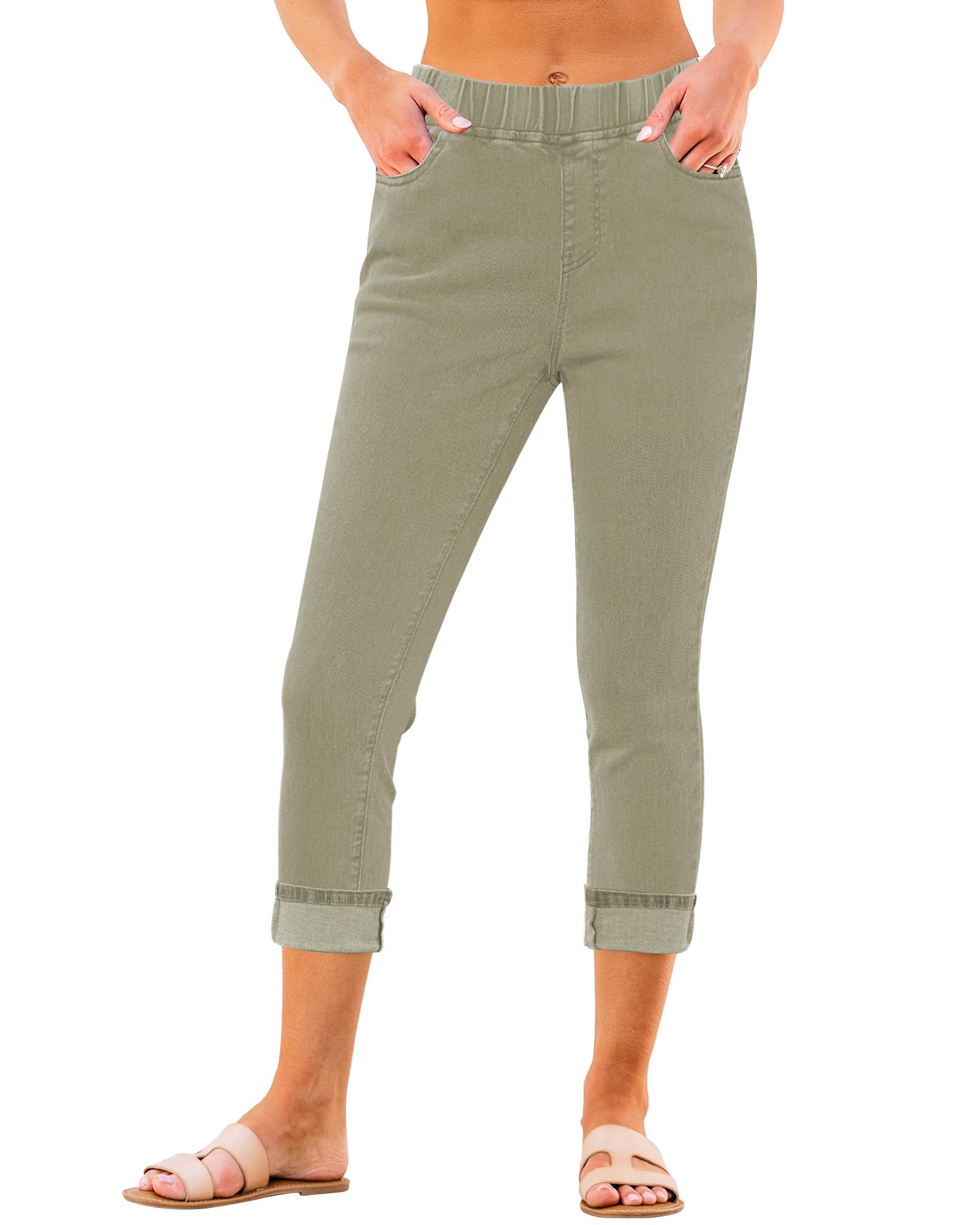 Photo 1 of (USED/FAIR) (XXL) GRAPENT Women's Stretch Jeans Women Western Outfit Womens Trouser Jeans High Waisted Stretchy Jeans for Women Denim Jeans Womens Denim Jeans Color Army Green - Acid Wash Size XXL XX-Large